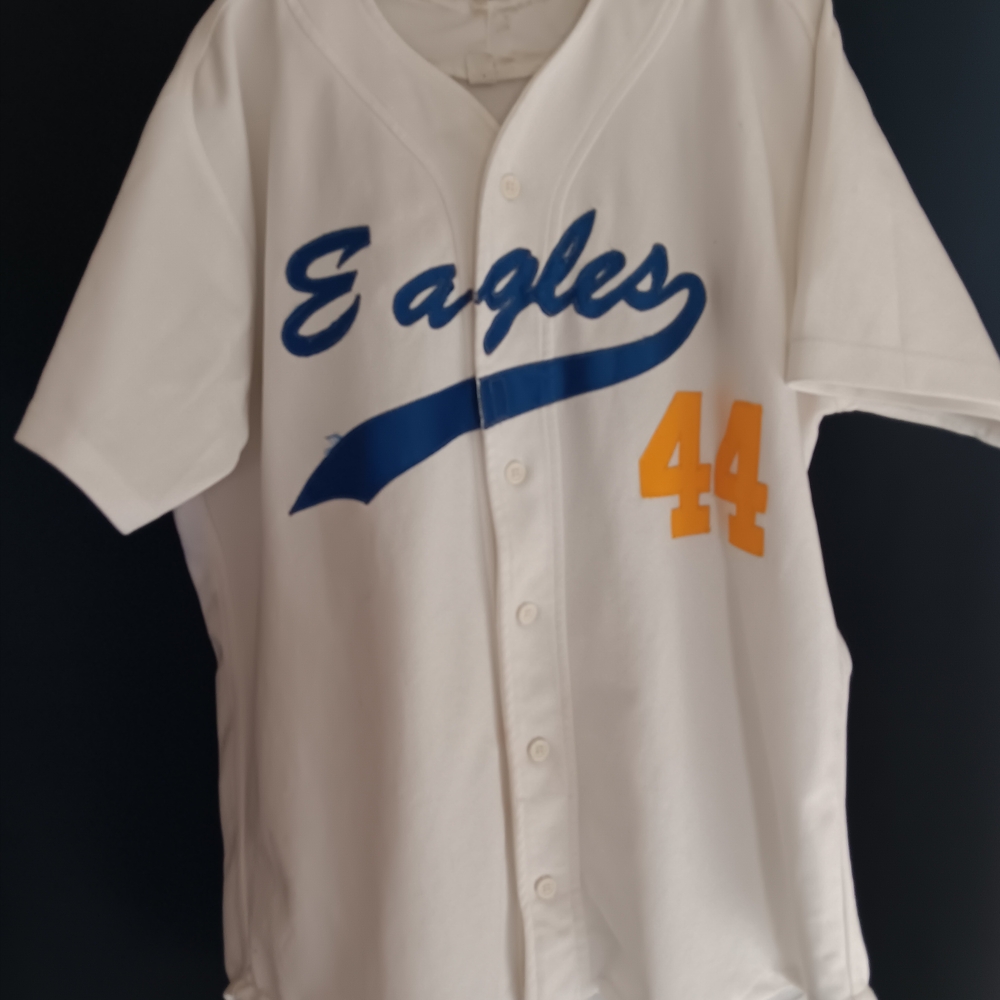 Eagles Baseball Jersey - White with Blue and Yellow Accents